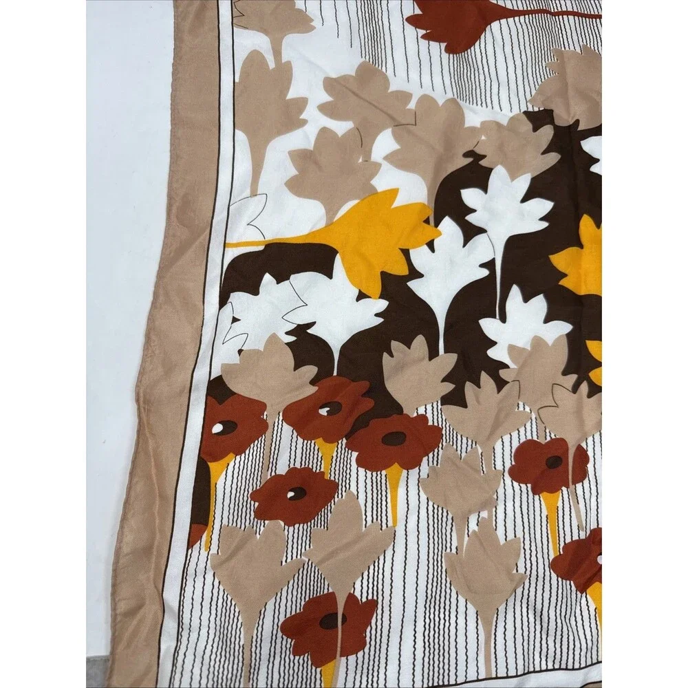 PAOLI Vintage Acetate Earthtones Floral Scarf 23